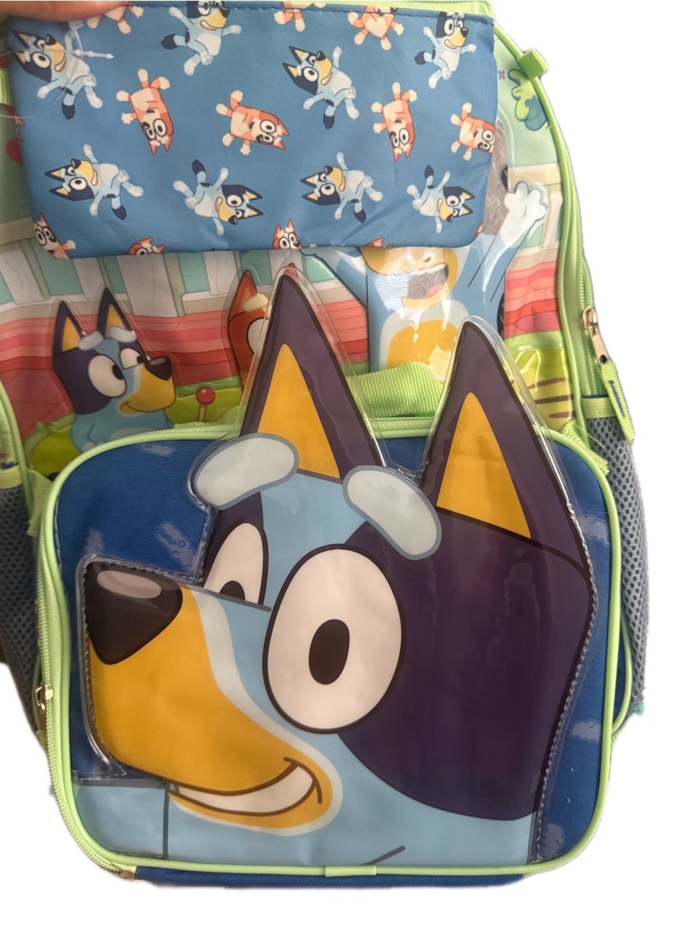 Bluey Kids Backpack with Playful Front Pocket - Blue & Lime